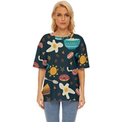 Seamless-pattern-with-breakfast-symbols-morning-coffee Oversized Basic T-Shirt