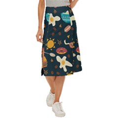 Seamless-pattern-with-breakfast-symbols-morning-coffee Midi Panel Skirt