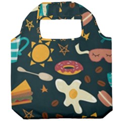 Seamless-pattern-with-breakfast-symbols-morning-coffee Foldable Grocery Recycle Bag