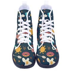 Seamless-pattern-with-breakfast-symbols-morning-coffee Women s High-Top Canvas Sneakers