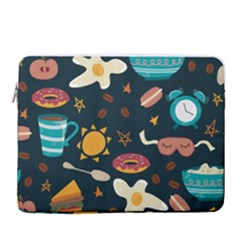 Seamless-pattern-with-breakfast-symbols-morning-coffee 15  Vertical Laptop Sleeve Case With Pocket