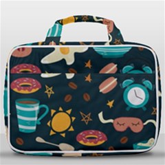 Seamless-pattern-with-breakfast-symbols-morning-coffee Travel Toiletry Bag With Hanging Hook