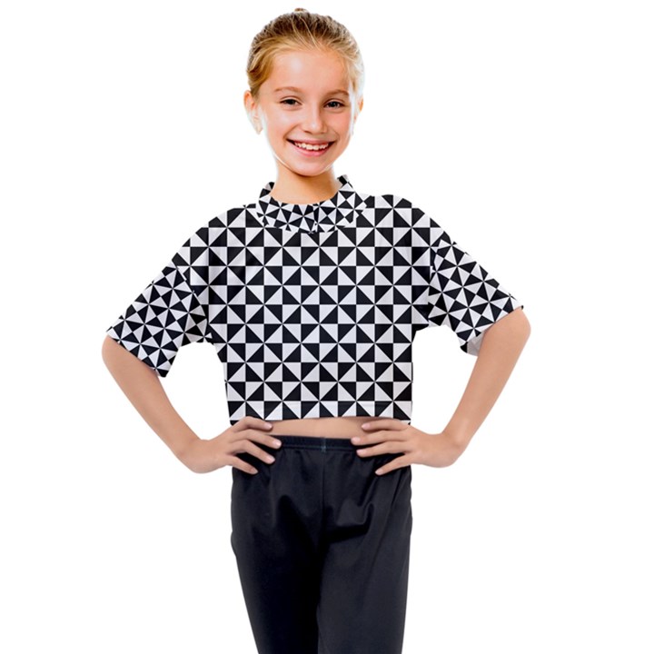 Triangle-pattern-simple-triangular Kids Mock Neck T-Shirt