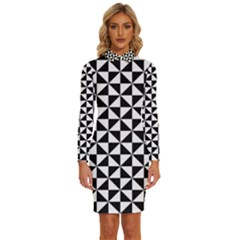 Triangle-pattern-simple-triangular Long Sleeve Shirt Collar Bodycon Dress by Ket1n9