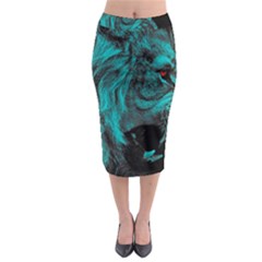 Angry Male Lion Predator Carnivore Midi Pencil Skirt by Ndabl3x