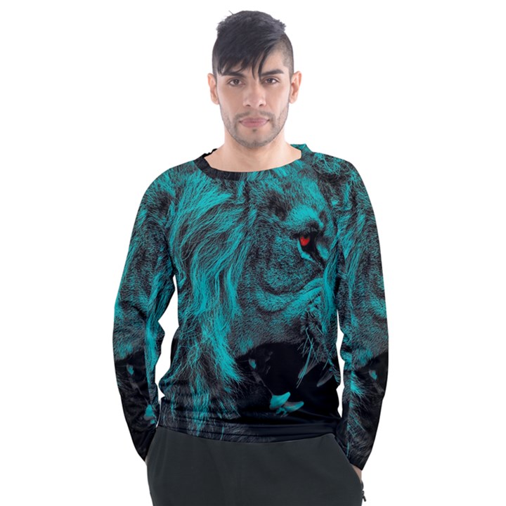 Angry Male Lion Predator Carnivore Men s Long Sleeve Raglan T-Shirt