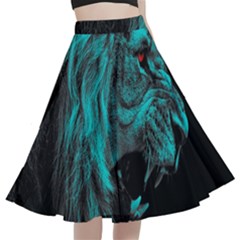 Angry Male Lion Predator Carnivore A-line Full Circle Midi Skirt With Pocket by Ndabl3x