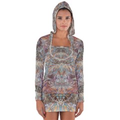 Pour Blend Long Sleeve Hooded T-shirt by kaleidomarblingart