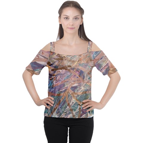 Blending Flows Cutout Shoulder T-shirt by kaleidomarblingart