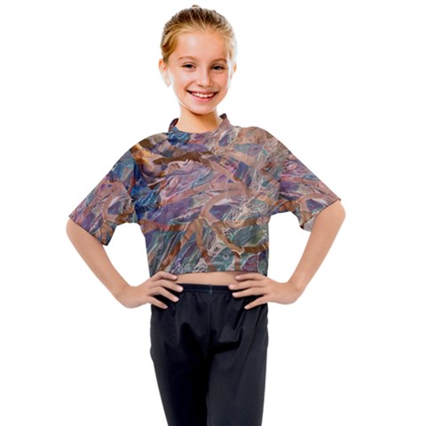 Blending Flows Kids Mock Neck T-shirt by kaleidomarblingart