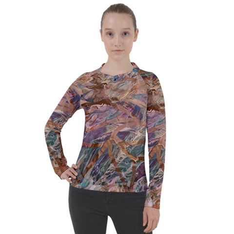 Blending Flows Women s Pique Long Sleeve T-shirt by kaleidomarblingart