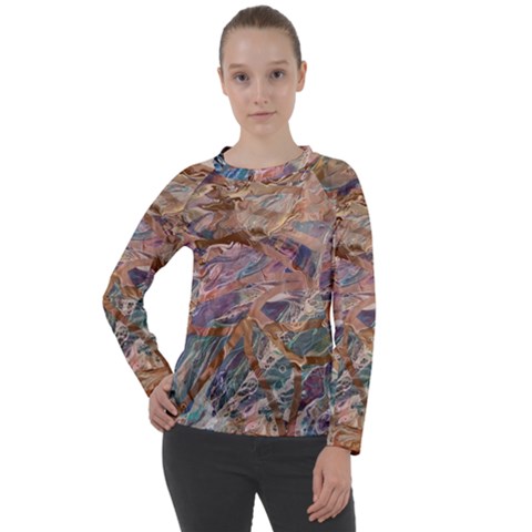 Blending Flows Women s Long Sleeve Raglan T-shirt by kaleidomarblingart