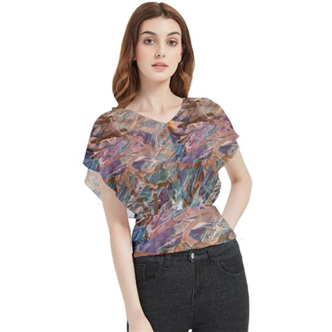 Blending Flows Butterfly Chiffon Blouse by kaleidomarblingart