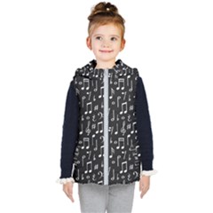 Chalk Music Notes Signs Seamless Pattern Kids  Hooded Puffer Vest