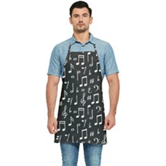 Chalk Music Notes Signs Seamless Pattern Kitchen Apron by Ravend