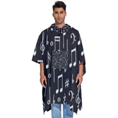 Chalk Music Notes Signs Seamless Pattern Men s Hooded Rain Ponchos