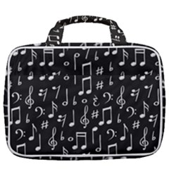 Chalk Music Notes Signs Seamless Pattern Travel Toiletry Bag With Hanging Hook by Ravend