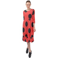 Abstract-bug-cubism-flat-insect Ruffle End Midi Chiffon Dress by Ket1n9