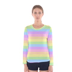 Cute Pastel Rainbow Stripes Women s Long Sleeve T-shirt