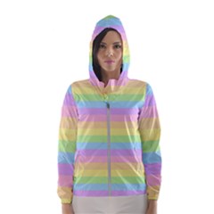 Cute Pastel Rainbow Stripes Women s Hooded Windbreaker by Ket1n9