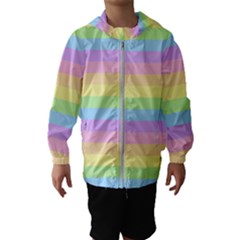 Cute Pastel Rainbow Stripes Kids  Hooded Windbreaker