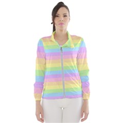 Cute Pastel Rainbow Stripes Women s Windbreaker