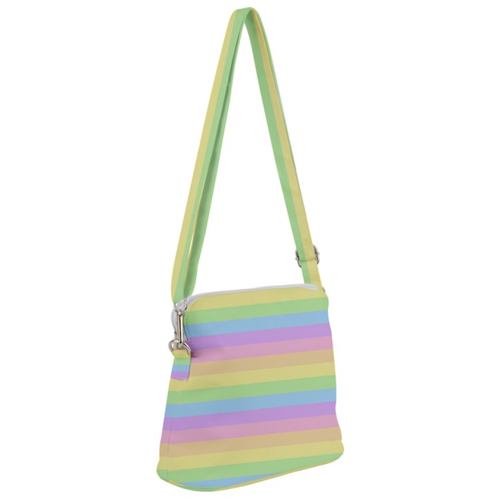 Cute Pastel Rainbow Stripes Zipper Messenger Bag