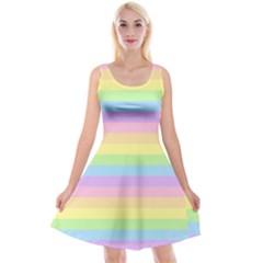 Cute Pastel Rainbow Stripes Reversible Velvet Sleeveless Dress