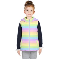 Cute Pastel Rainbow Stripes Kids  Hooded Puffer Vest