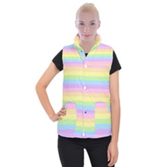 Cute Pastel Rainbow Stripes Women s Button Up Vest