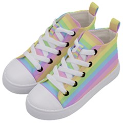 Cute Pastel Rainbow Stripes Kids  Mid-top Canvas Sneakers by Ket1n9