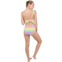 Cute Pastel Rainbow Stripes Frilly One Shoulder Swimsuit View2