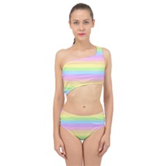 Cute Pastel Rainbow Stripes Spliced Up Two Piece Swimsuit by Ket1n9