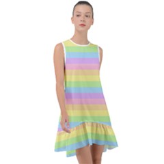 Cute Pastel Rainbow Stripes Frill Swing Dress by Ket1n9