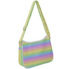 Cute Pastel Rainbow Stripes Zip Up Shoulder Bag by Ket1n9