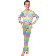 Cute Pastel Rainbow Stripes Kids  Satin Long Sleeve Pajamas Set by Ket1n9