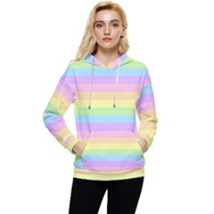 Cute Pastel Rainbow Stripes Women s Lightweight Drawstring Hoodie