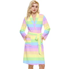 Cute Pastel Rainbow Stripes Long Sleeve Velvet Robe by Ket1n9