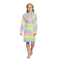 Cute Pastel Rainbow Stripes Kids  Long Sleeve Velvet Lounge Robe