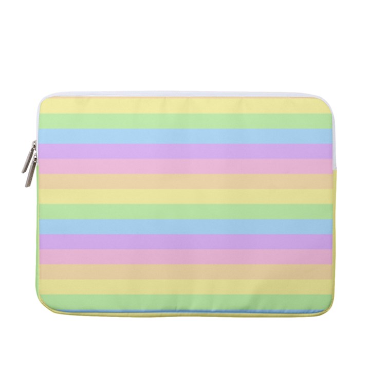 Cute Pastel Rainbow Stripes 13  Vertical Laptop Sleeve Case With Pocket