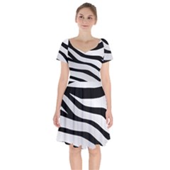 White Tiger Skin Short Sleeve Bardot Dress by Ket1n9