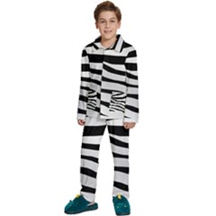 White Tiger Skin Kids  Long Sleeve Velvet Pajamas Set by Ket1n9