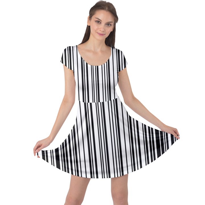 Barcode Pattern Cap Sleeve Dress