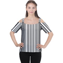 Barcode Pattern Cutout Shoulder T-Shirt