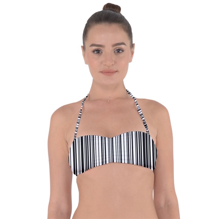 Barcode Pattern Tie Back Bikini Top