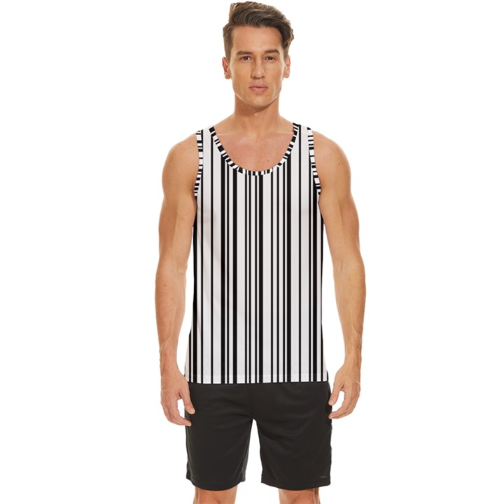 Barcode Pattern Men s Wide Collar Tank Top