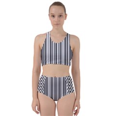 Barcode Pattern Racer Back Bikini Set