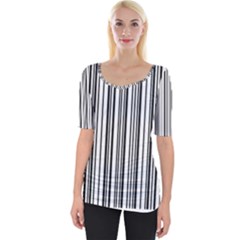 Barcode Pattern Wide Neckline T-Shirt