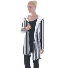 Barcode Pattern Longline Hooded Cardigan