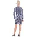 Barcode Pattern Button Long Sleeve Dress View2